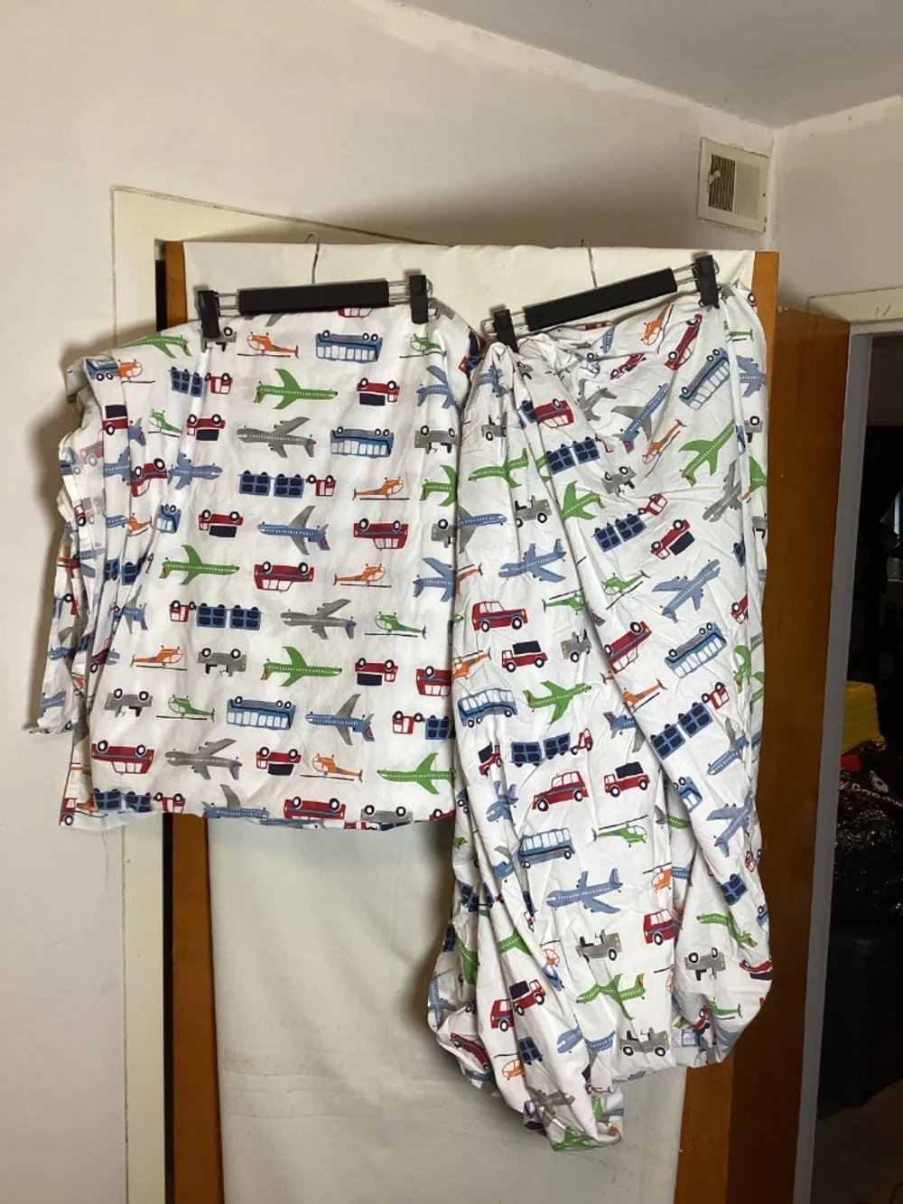 Pottery Barn Kids planes,trucks & cars printed Full/ Double sheet set